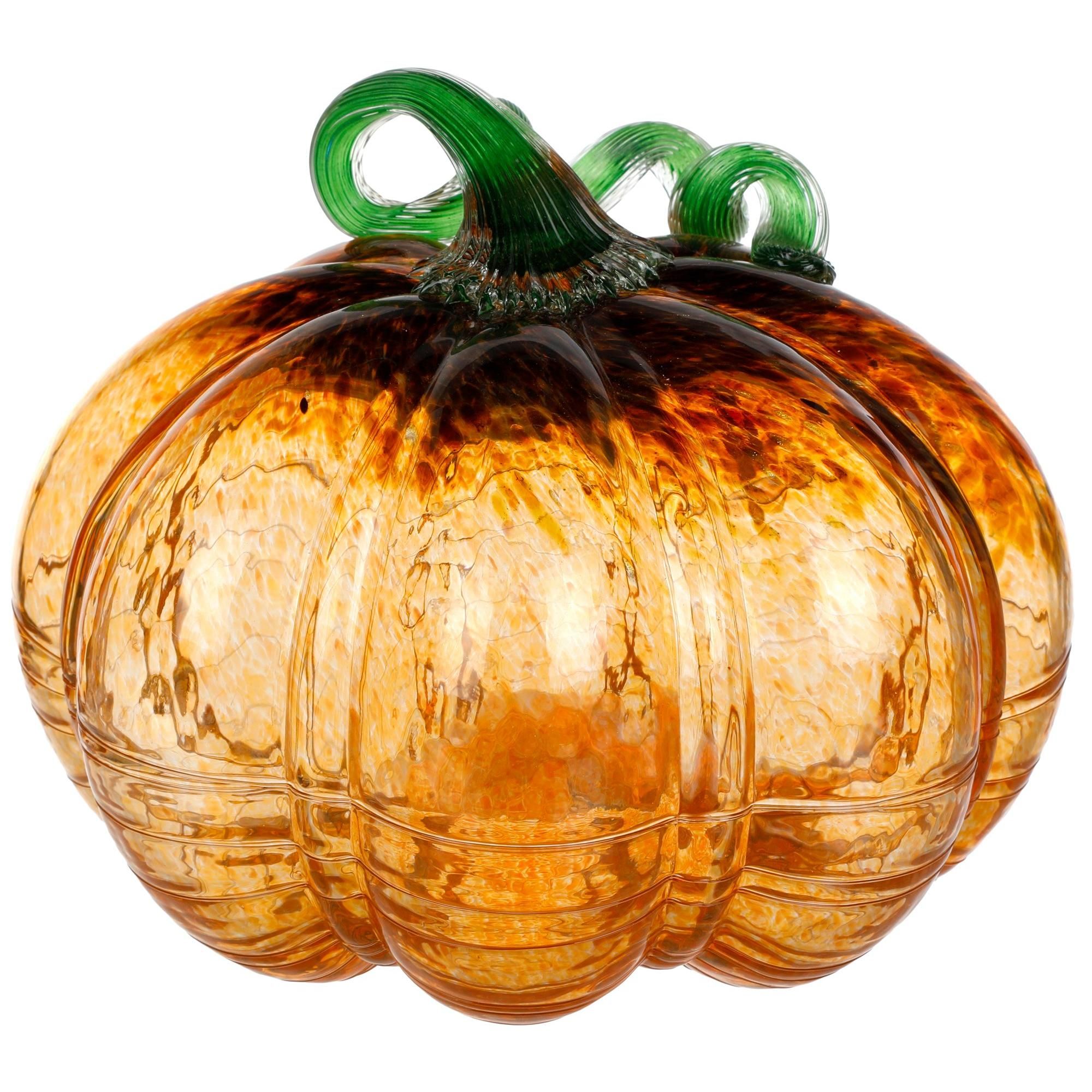 8" Glass Blown Pumpkin Accent - Orange-Orange-6264309618580   | Burkes Outlet | bealls
