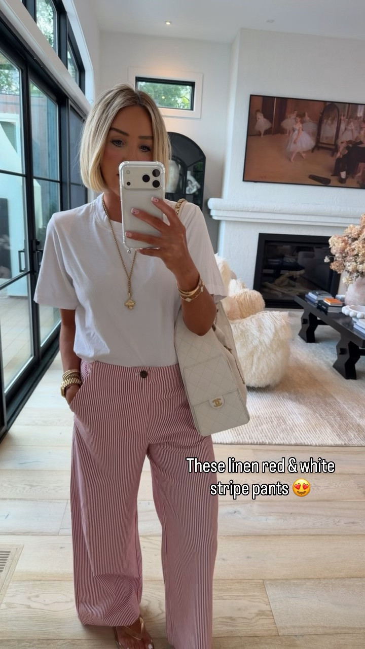 These red and white stripe linen pants 🤩