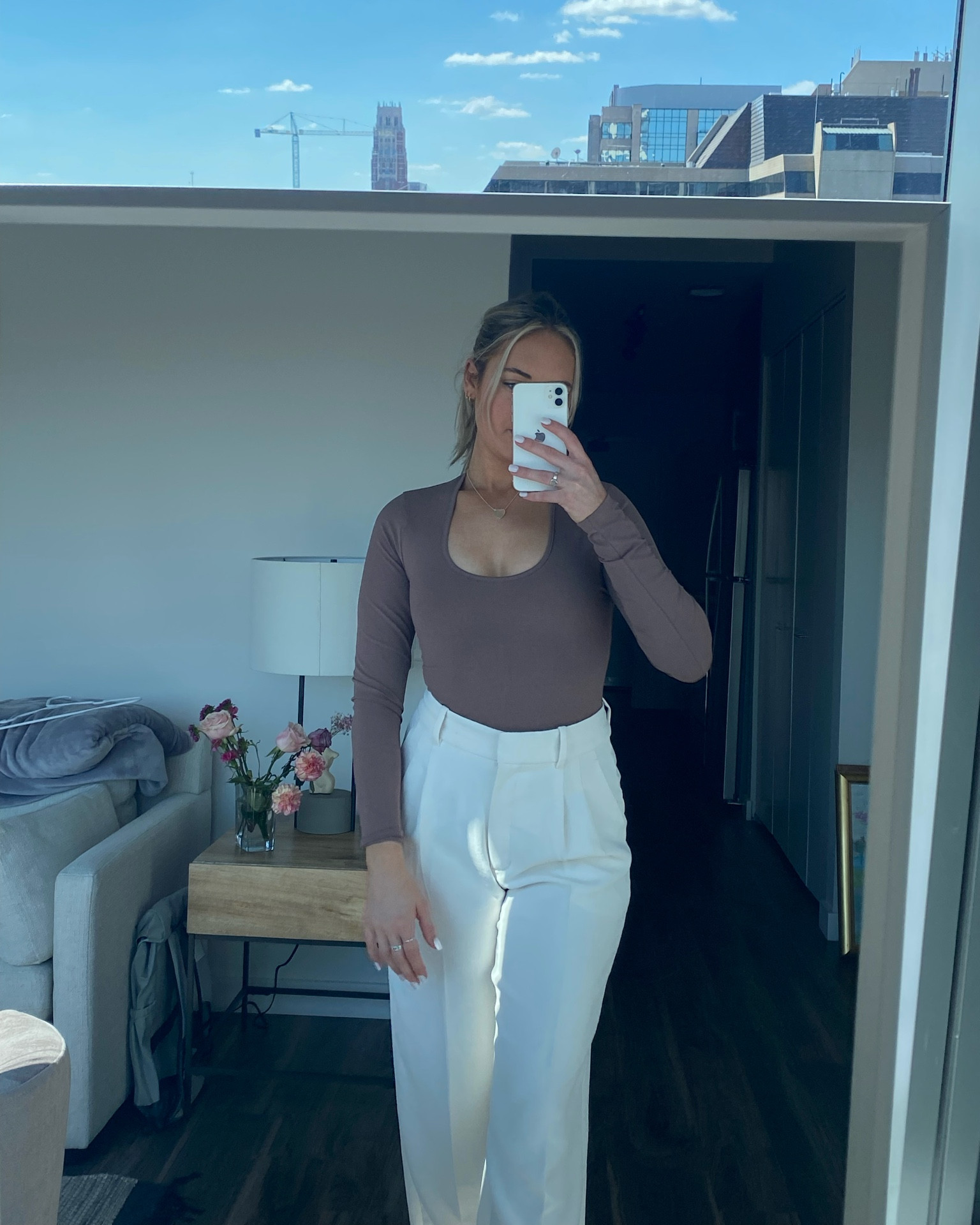 Size small in bodysuit 

Pants are effortless from aritzia in light birch size 6

#LTKGiftGuide #LTKstyletip #LTKSeasonal