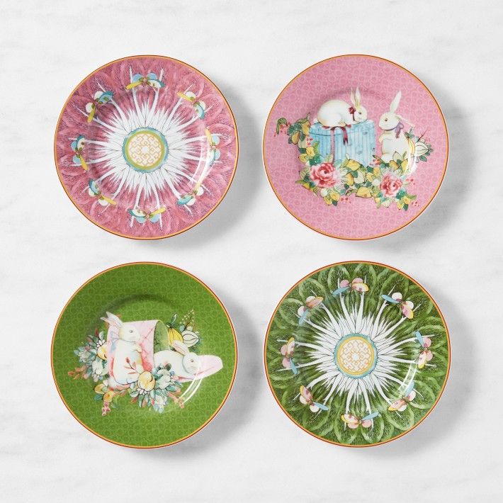 Famille Rose Bunny Appetizer Plates, Set of 4 | Williams-Sonoma