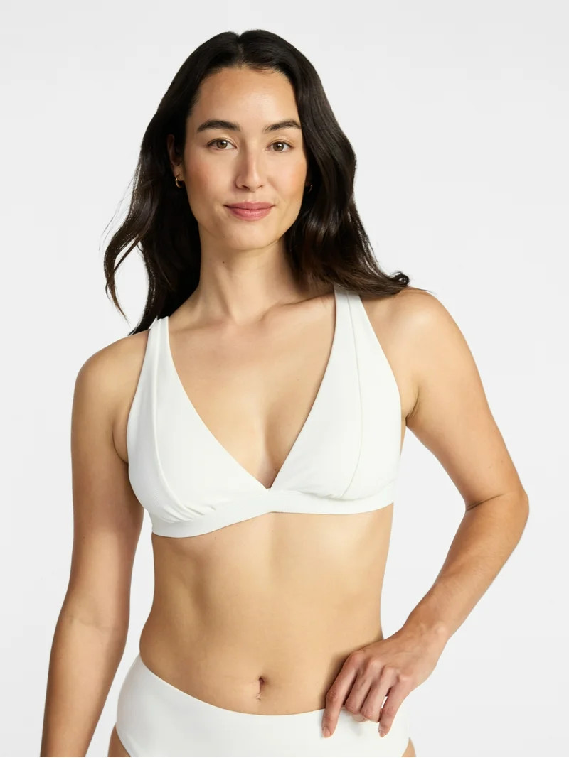 Time and Tru Women's and Women's Plus Ribbed Triangle Bikini Top, Sizes XS-3X | Walmart (US)