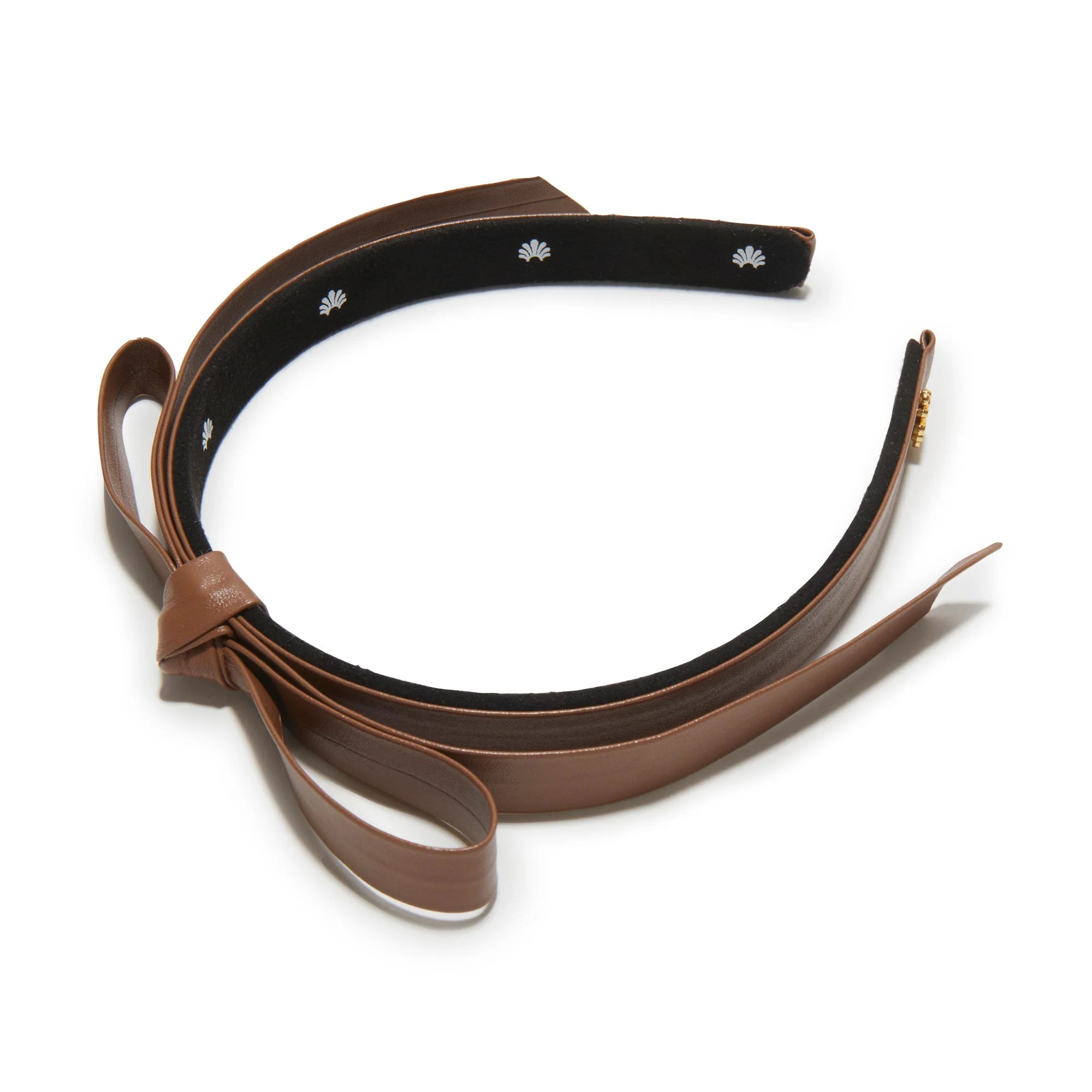 COGNAC BARDOT FAUX LEATHER HEADBAND | LELE SADOUGHI