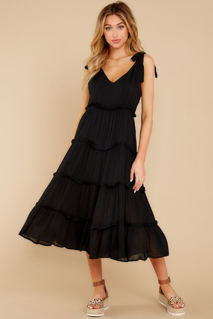 In Full Swing Black Midi Dress | Red Dress 