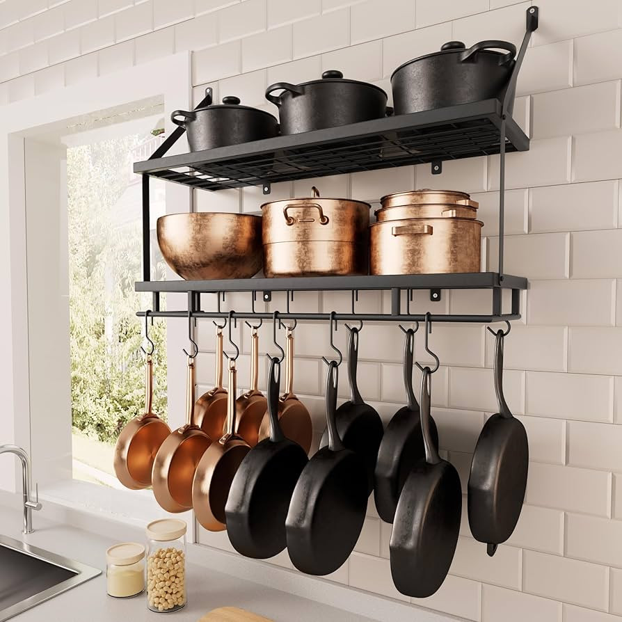 KES 30-Inch Kitchen Pot Rack - Mounted Hanging Rack for Kitchen Storage and Organization - Matte ... | Amazon (US)