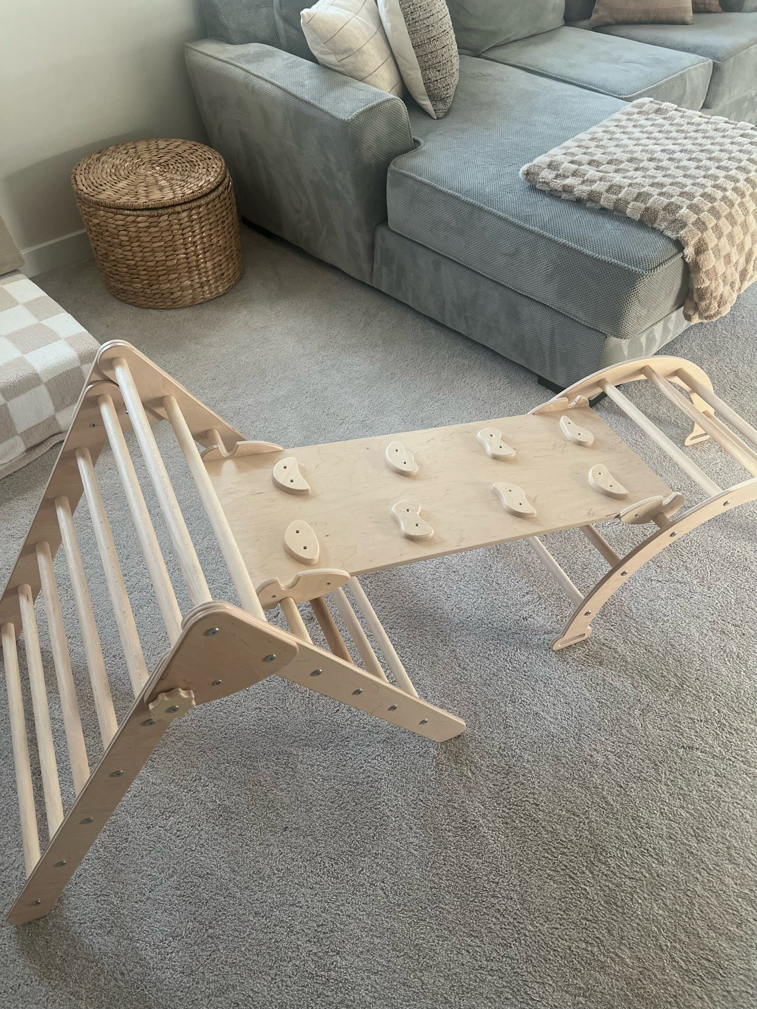 Montessori climbing set / Pikler triangle, arch, double sided board
