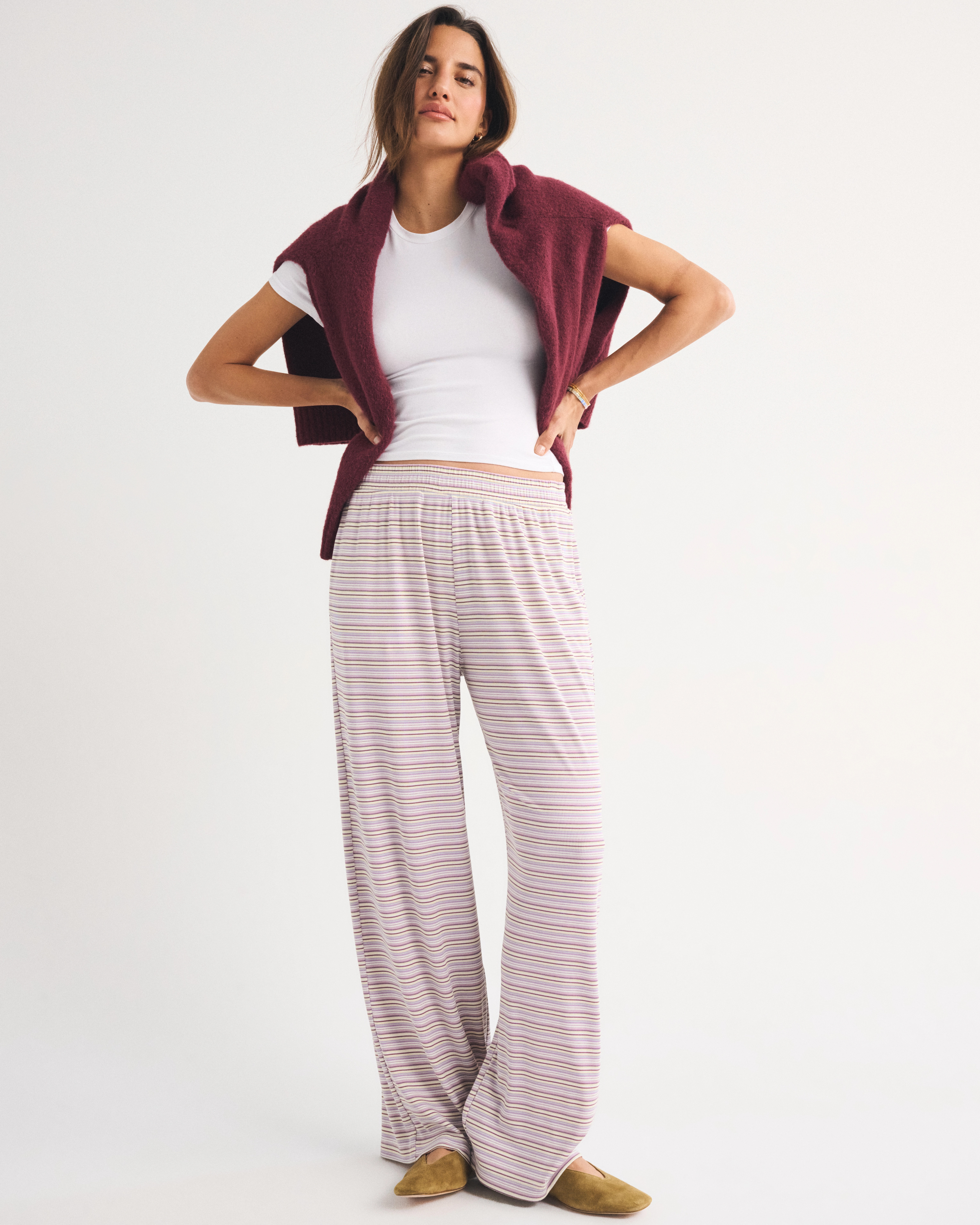 Lounge Ribbed Wide Leg Sweatpant | Abercrombie & Fitch (US)