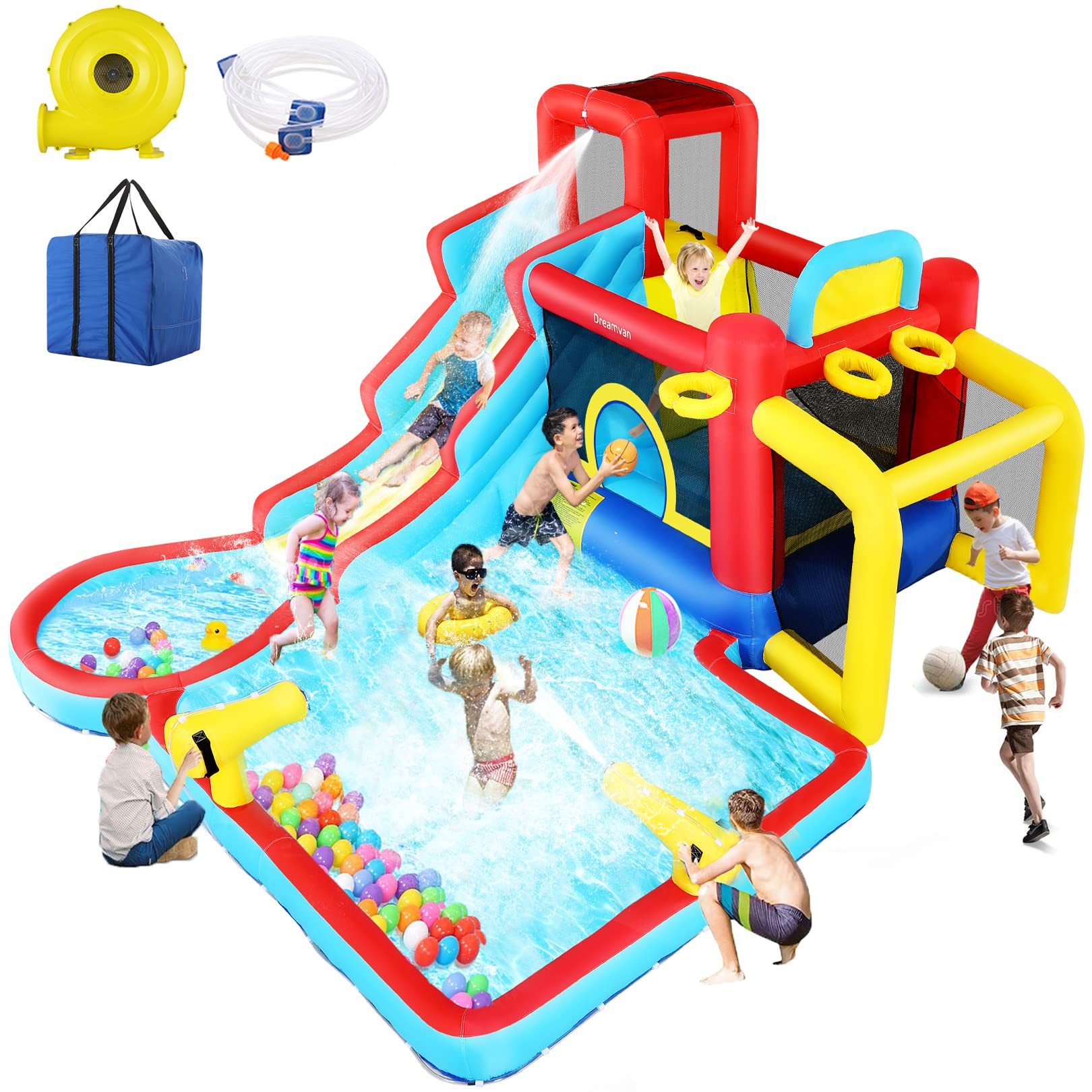 WHUBEFY Bounce House,Inflatable Water Slide Bounce Castle with Blower for Kids 3-12,Outdoor/Indoo... | Amazon (US)
