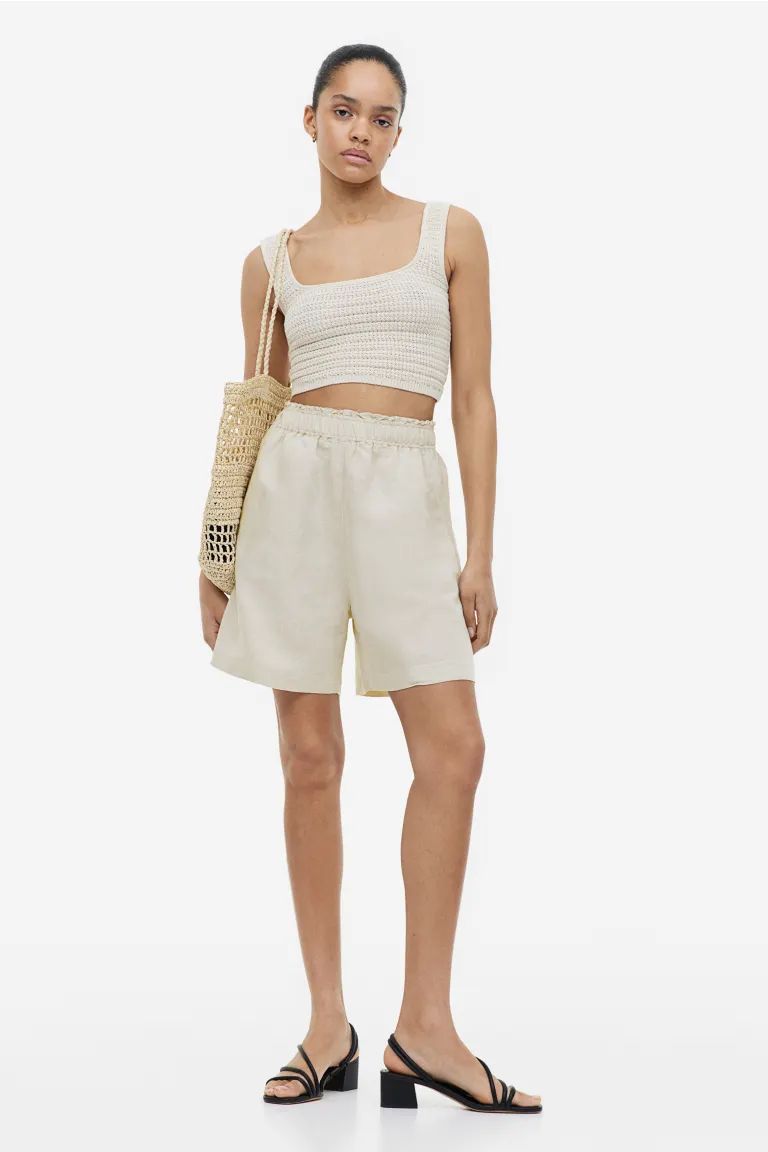 Linen-blend Pull-on Shorts | H&M (US)