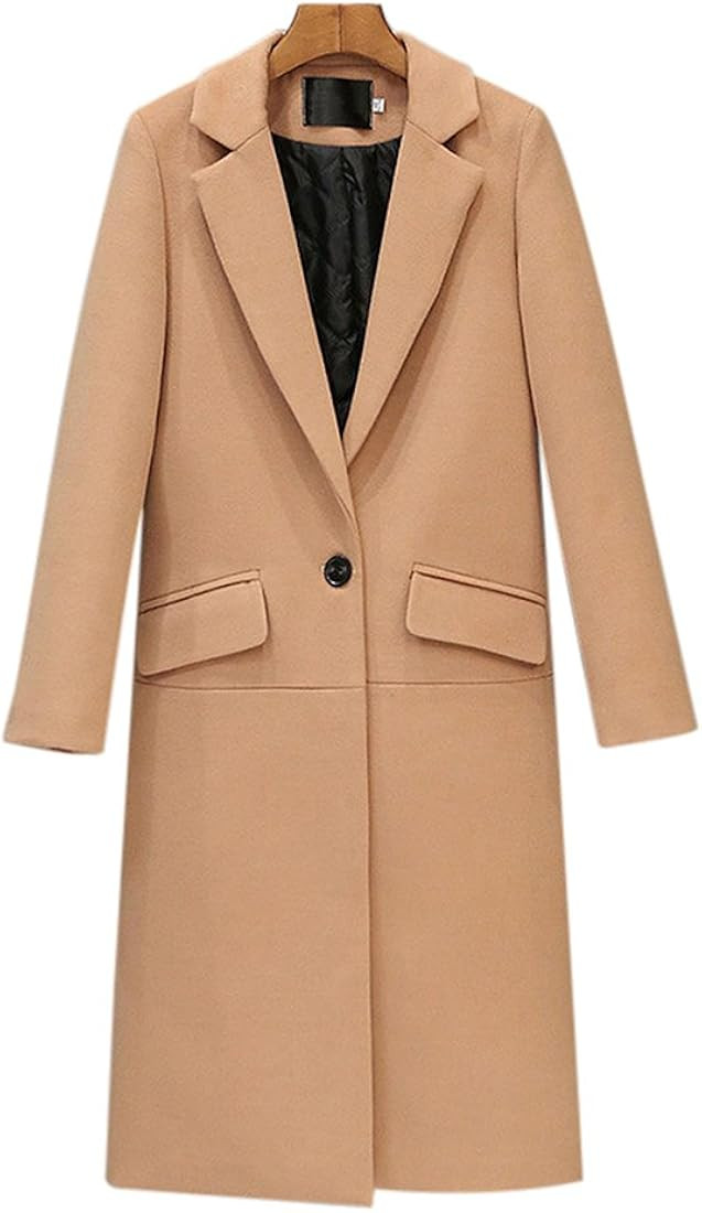GETUBACK Women Trench Coat Long Sleeve Pea Coat Open Front Long Jacket Overcoat Outwear | Amazon (US)