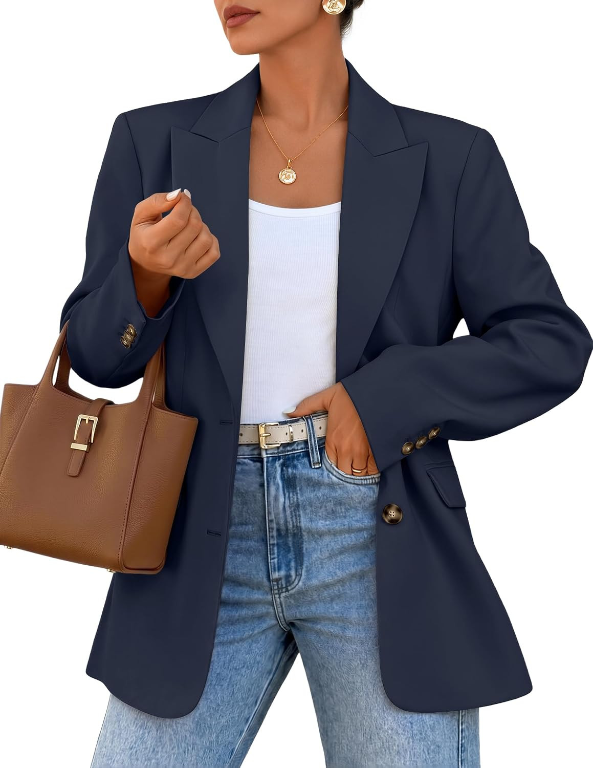 ZESICA Womens Fall Business Casual Lapel Blazers Suit Jackets | Amazon (US)
