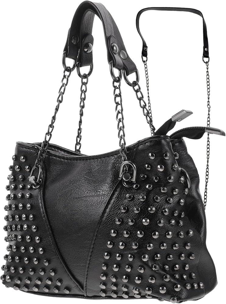 GALPADA Studded Handbag Bag Black Crossbody Rivet Shoulder Leather Tote Handbags | Amazon (US)