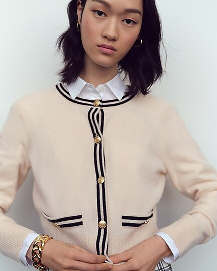 Cashmere sweater lady jacket with contrast trim | J. Crew US