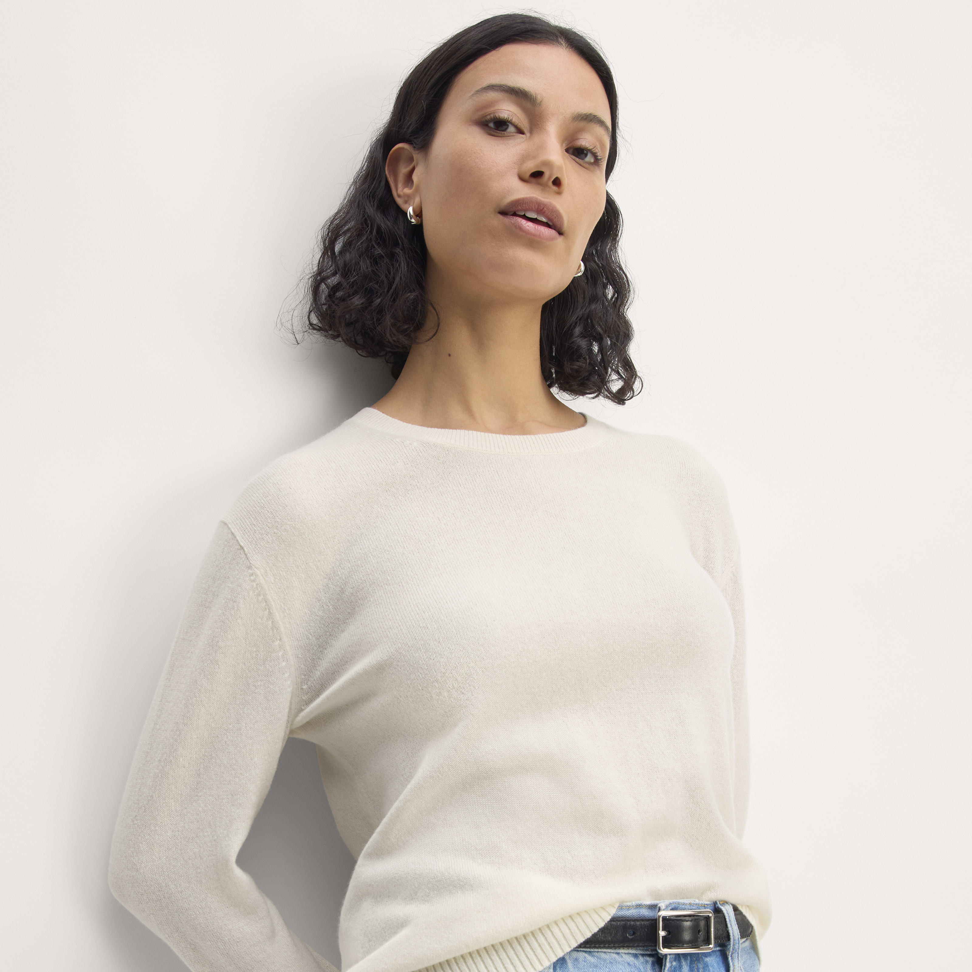 Women's Classic Crew in Cashmere Sweater by Everlane in Bone White, Size L | Everlane