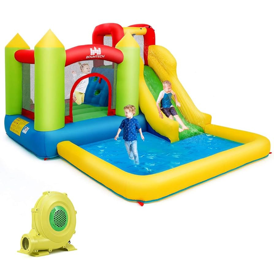 Costzon Inflatable Water Slide, 12 x9FT Kids Water Park Jump Castle Wet Dry with Splash Pool, Wat... | Amazon (US)