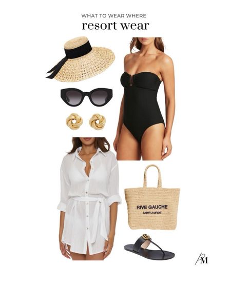 Resort wear styled look. I love this strapless swimsuit and oversized sun hat. 

#LTKstyletip #LTKSeasonal #LTKtravel