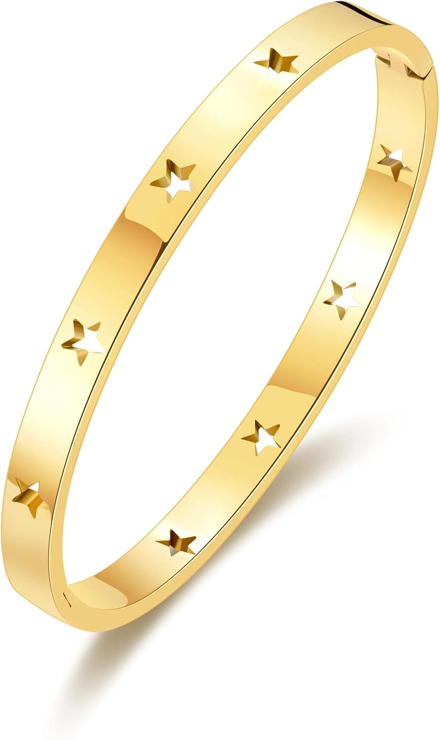 Philip Jones 18k Gold Plated Stainless Steel Star Bangle (7 Inch) | Amazon (UK)