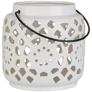 Artistic Weavers Kimba 6.5 in. White Ceramic Lantern | The Home Depot
