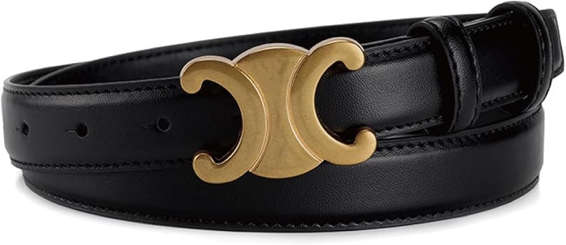 Future Perfect Women Fashion Genuine Leather Skinny Thin Waist Belt for Jeans Dress Golf, Adjusta... | Amazon (US)