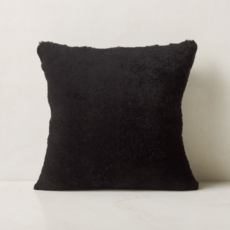 Shorn Black Fur Modern Throw Pillow with Down-Alternative Insert 18'' | CB2 | CB2