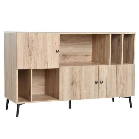 HOMCOM 57” Sideboard Buffet Console Table Storage Cabinet Contemporary - Oak | Walmart (US)