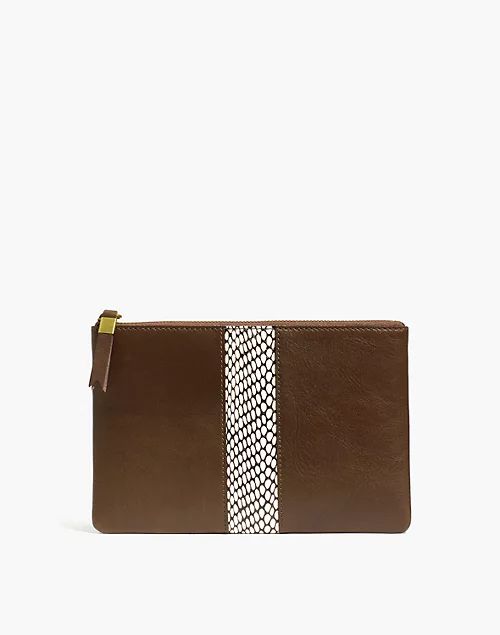 The Suede Pouch Clutch: Snake Embossed Leather Inset Edition | Madewell