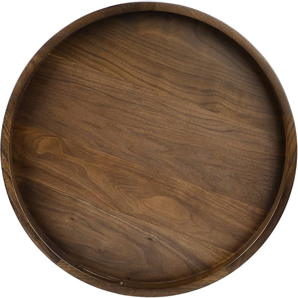 24 x 24 Inches Black Walnut Large Ottoman Tray Round Table Tray Wooden Solid Circle Serving Tray ... | Amazon (US)