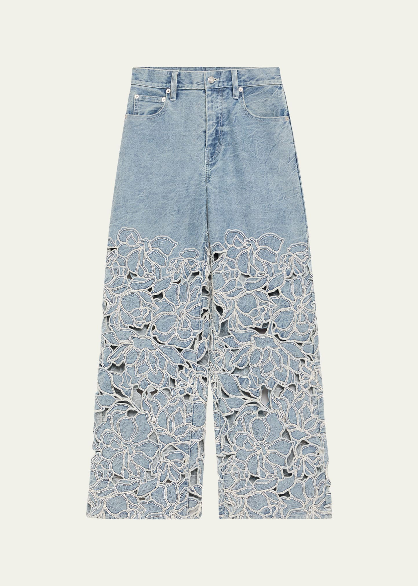 SIMKHAI Betty Floral Embroidered Straight-Leg Jeans | Bergdorf Goodman