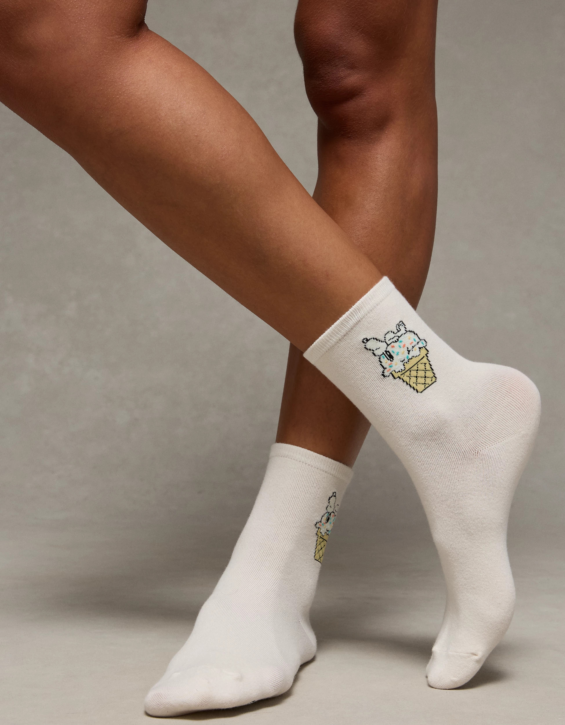 AE Snoopy Graphic Cropped Crew Socks 2-Pack | American Eagle Outfitters (US & CA)