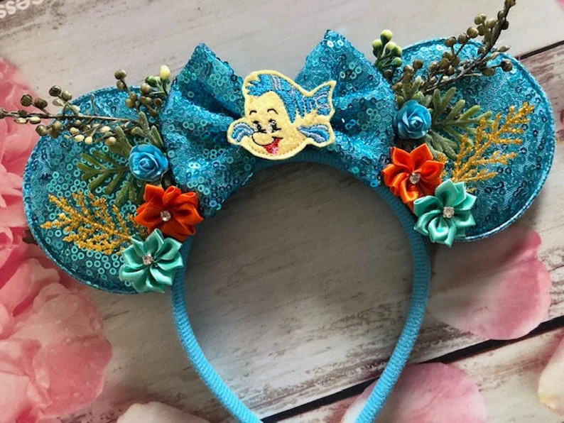 Flounder Mouse Ears Headband-under the Sea Party Headband-little Mermaid-halloween Costume,dress ... | Etsy (US)