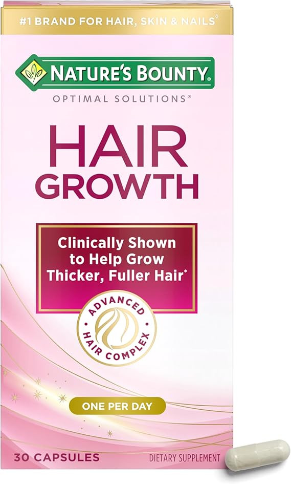 Nature's Bounty Optimal Solutions Hair Growth Supplement with Biotin, Hair Growth Vitamins with B... | Amazon (US)