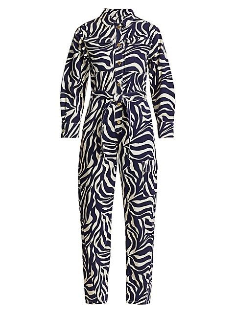 Zebra Print Belted Jumpsuit | Saks Fifth Avenue