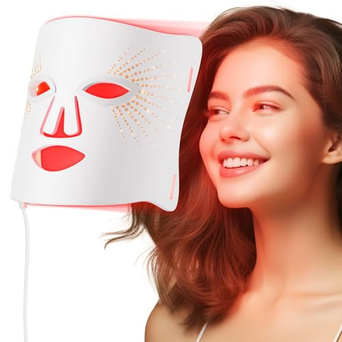 Red Light Therapy for Face LED Face Mask Light Therapy,Cordless 120 LED, USB Rechargeable,Red Mask for Home Working Travel Yoga Sleep | Amazon (US)