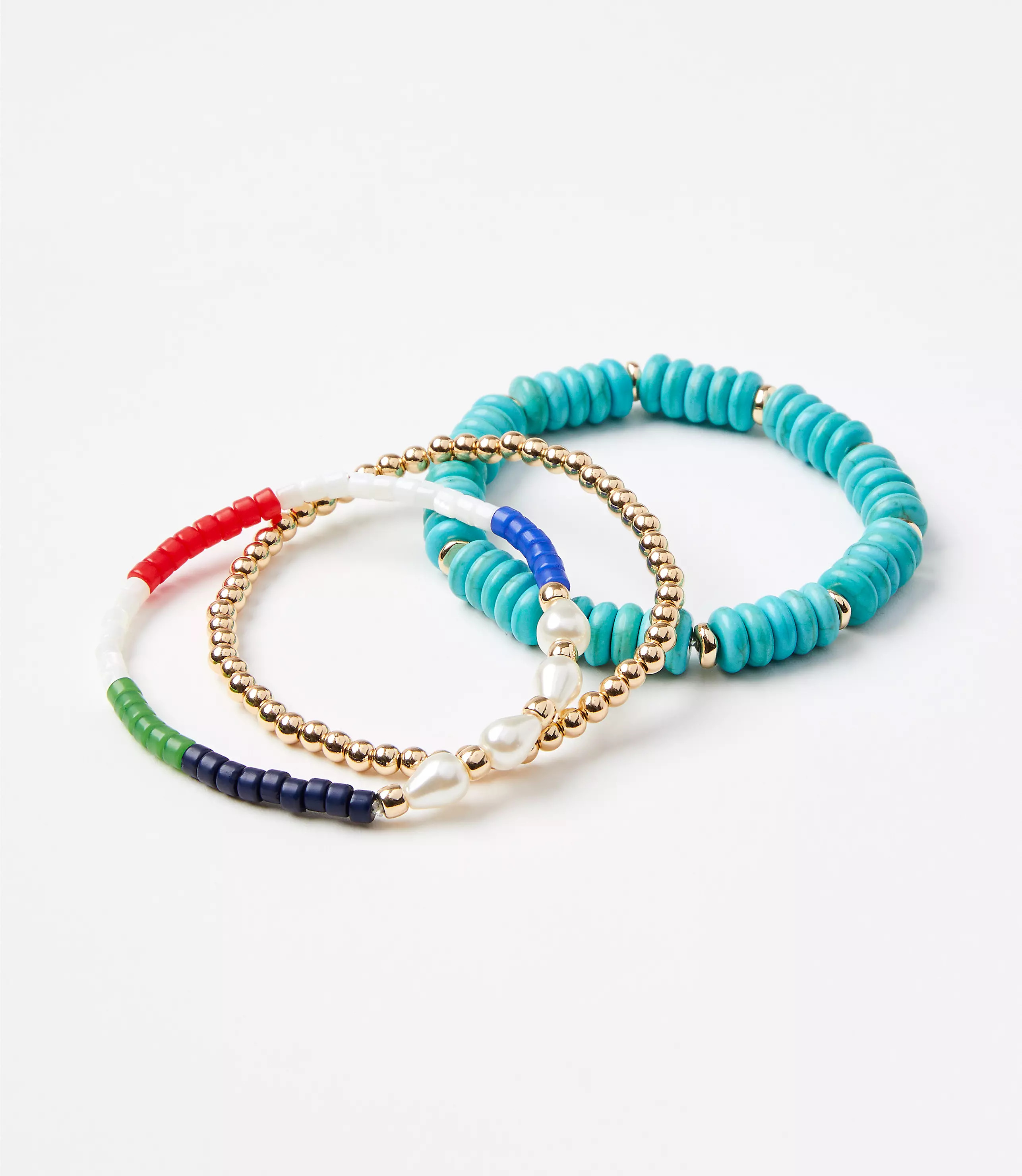 Pearlized Beaded Stretch Bracelet Set | LOFT