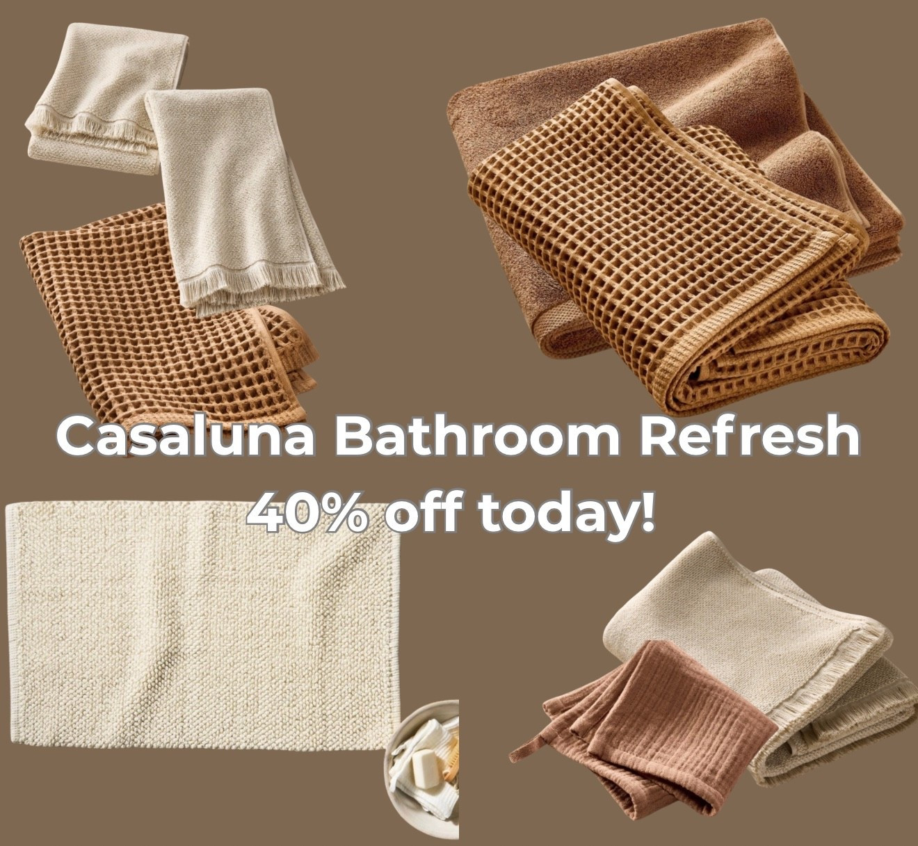 RUN … Casaluna bath is 40% off and this is the best bathroom upgrade you’ll make all year.

These towels feel like something you’d find in a luxury hotel — thick, soft, and instantly make your bathroom look more expensive without spending hundreds.

I switched to Casaluna and it completely elevated the space. The waffle texture, neutral tones, and quality are unmatched at this price point.

Target rarely discounts Casaluna this deeply, and the best colors always sell out first.

Linking my exact favorites here before they’re gone.#LTKFinds #TargetHome #Casaluna #BathroomRefresh #ModernOrganic #StudioMcGeeStyle

Follow my LTK @TrendyHomeDecorFinds on the @shop.LTK app to view this post and get my exclusive app-only content!

#liketkit #LTKHome #LTKSaleAlert #LTKSaleAlert #LTKselfcare #LTKHome
@shop.ltk
https://liketk.it/5TcSo