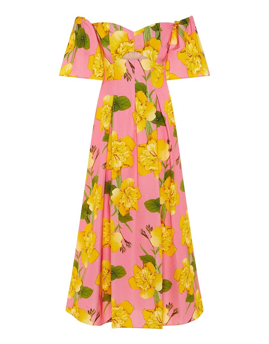Giovanna Twill Maxi Dress in Sugar Tip Pink | Over The Moon