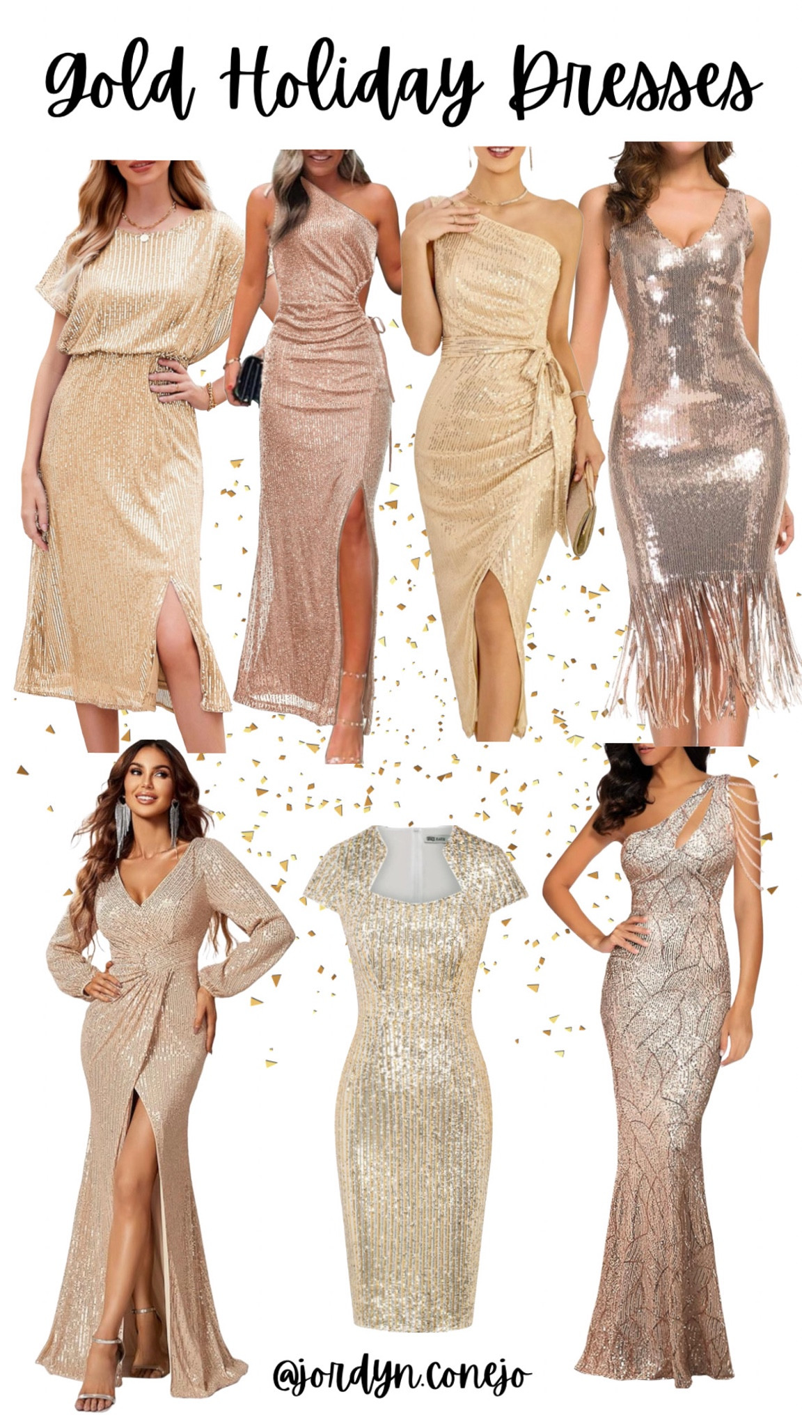 Holiday Party Dress- Gold Party Dress- New Years Dress- Holiday Party Outfit- Holiday Party- Sequin Dress- Evening Gown- Cocktail Dress- Formal Dress 

#LTKstyletip #LTKHoliday #LTKSeasonal