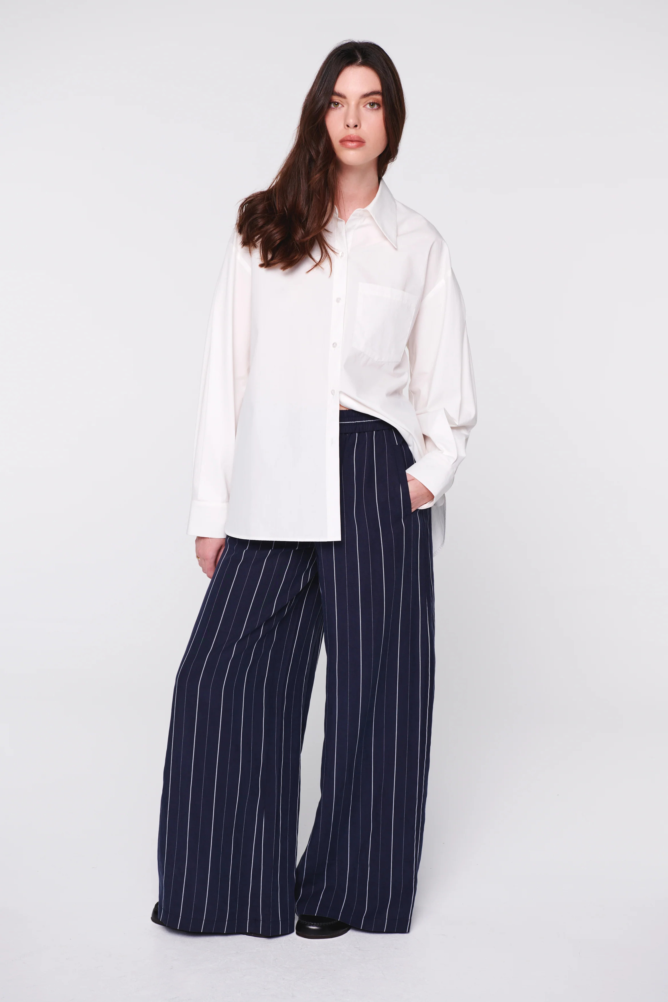 Jocelyn | Oversized Barrel Sleeve Shirt in White | ALIGNE | ALIGNE USA