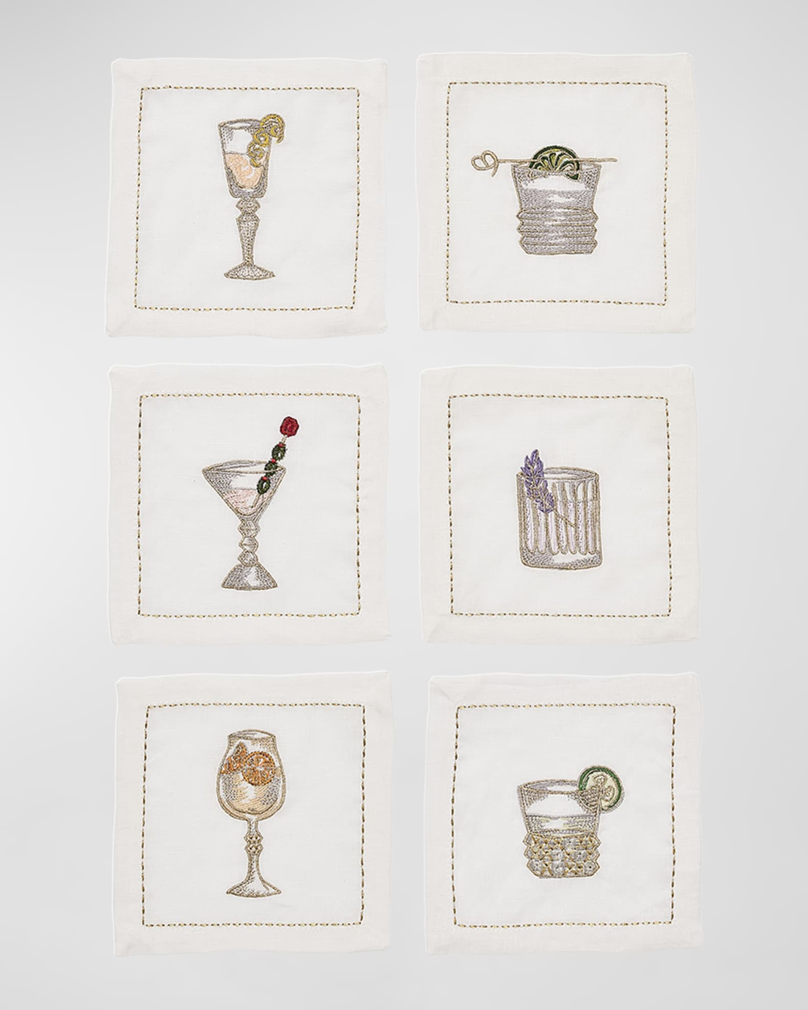 Baccarat x Kim Seybert Assorted Drinks Cocktail Napkins, Set of 6 | Horchow