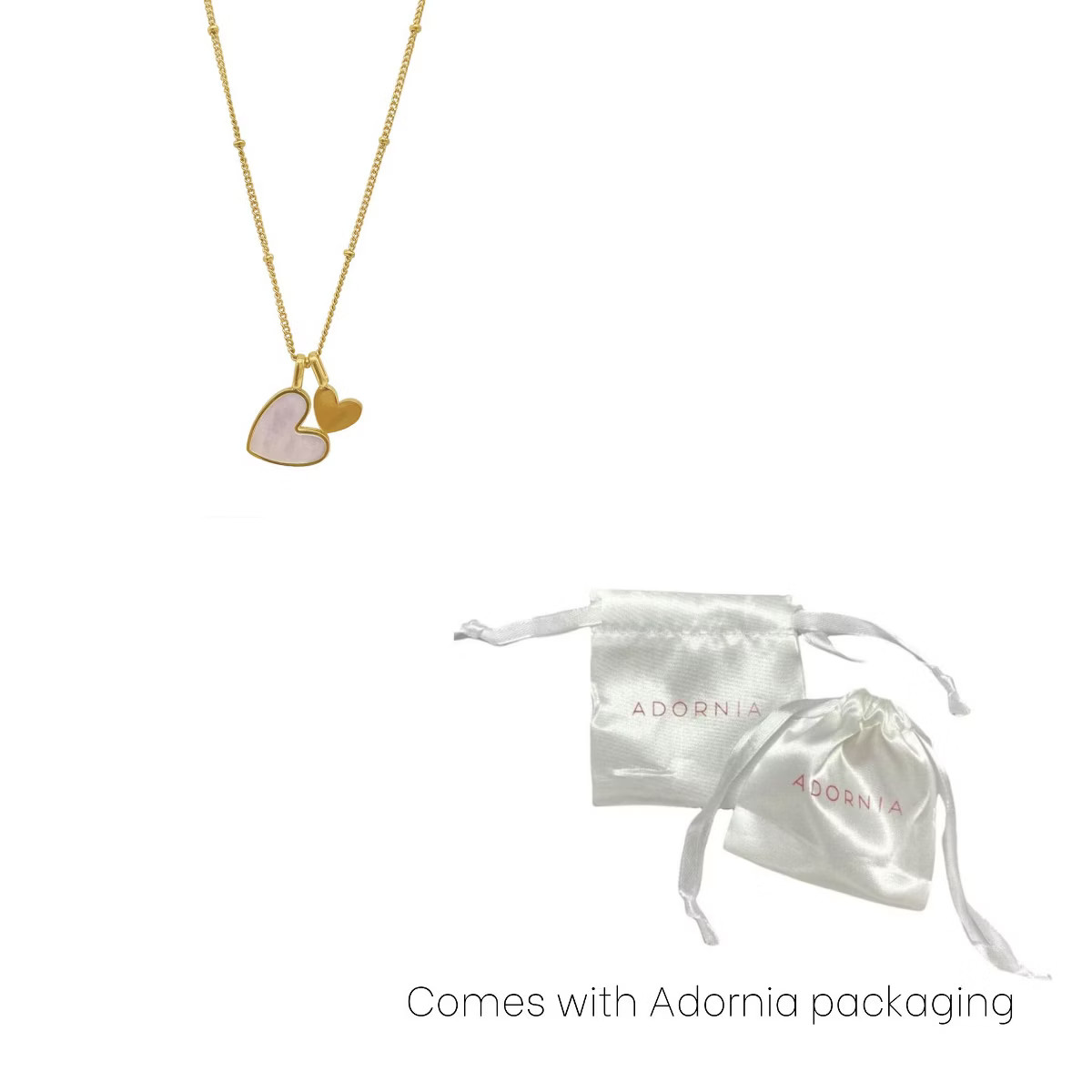 Adornia Tarnish Resistant 14k Gold Plated Mother of Pearl Heart Charms Necklace | Target