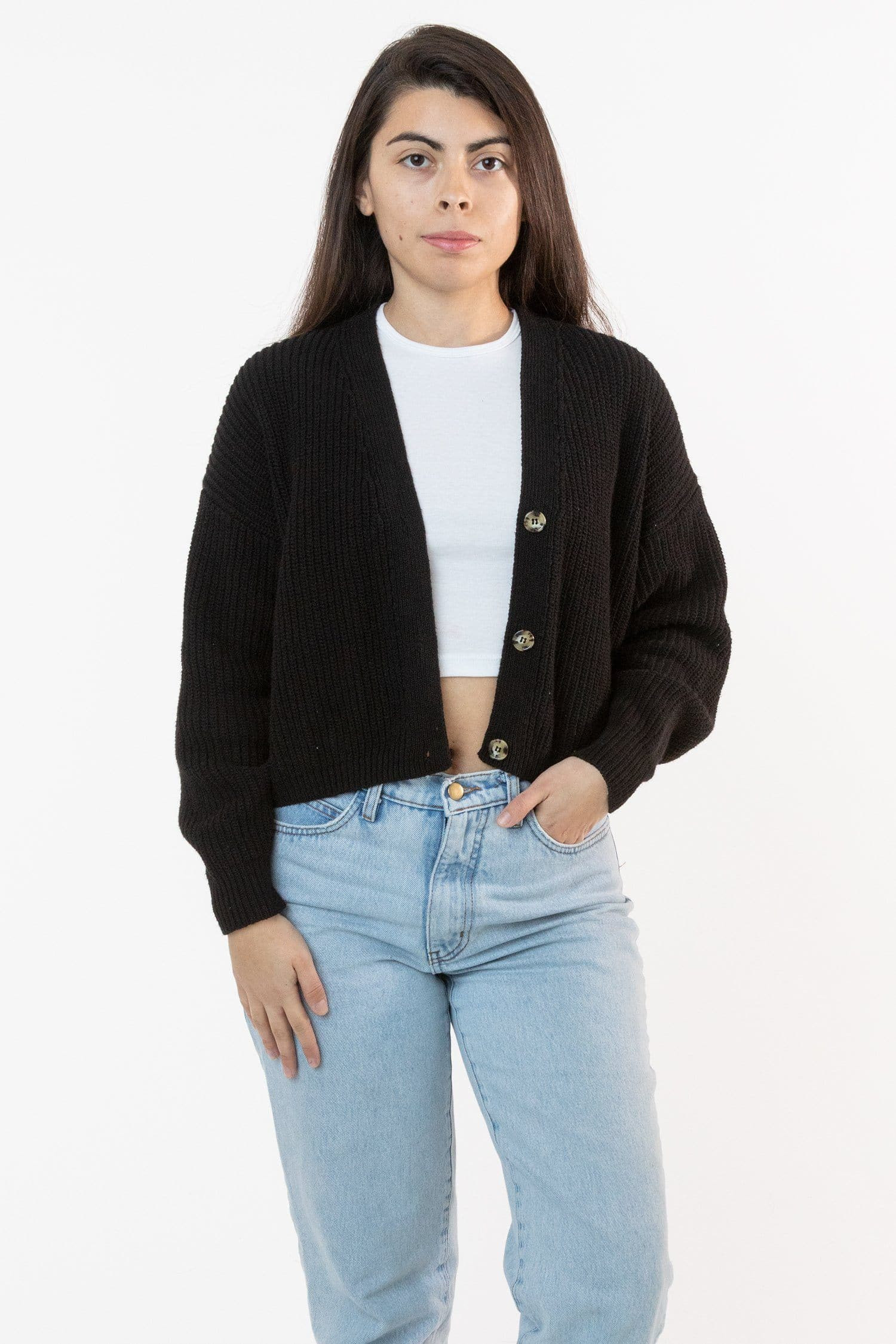 FM35GD - Fisherman Cropped Cardigan | Los Angeles Apparel