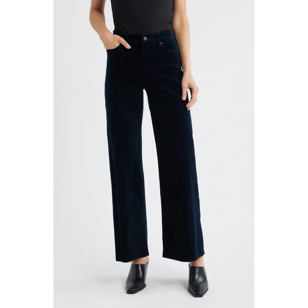 FRAME Le Slim Palazzo Corduroy Pants in Navy at Nordstrom, Size 27 | Nordstrom