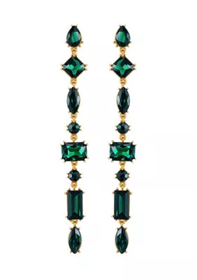 GUESS Linear Emerald Crystal Earrings | Belk