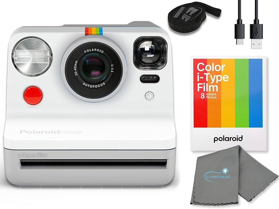 Polaroid Gen 2 Now I-Type Instant Film Camera - White Bundle with a Color i-Type Film Pack (8 Ins... | Amazon (US)
