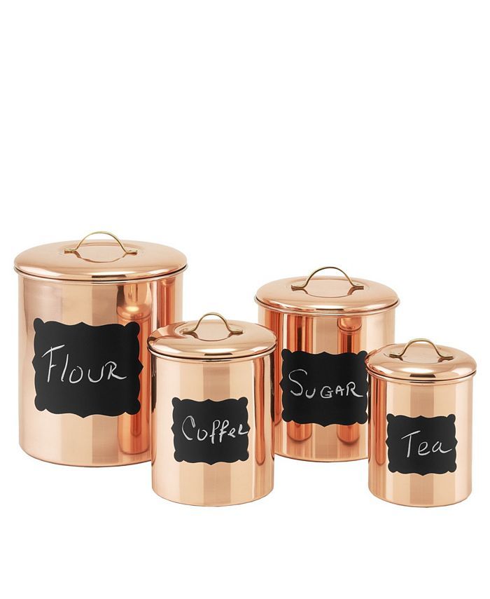 Old Dutch International Copper Chalkboard Canister Set with Fresh Seal Covers, Set of 4 & Reviews... | Macys (US)
