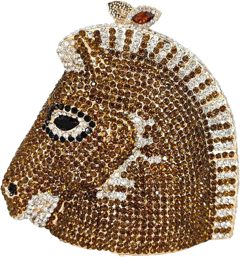 Boutique De FGG Horse Head Crystal Clutch Bags Women Animal Rhinestone Evening Handbags Party Cry... | Amazon (US)