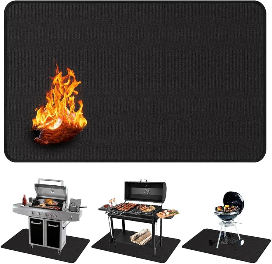 63 x 36 Inch Under Grill Mats for Outdoor Grill, Fireproof Deck and Patio Protector Mat, Double-S... | Amazon (US)