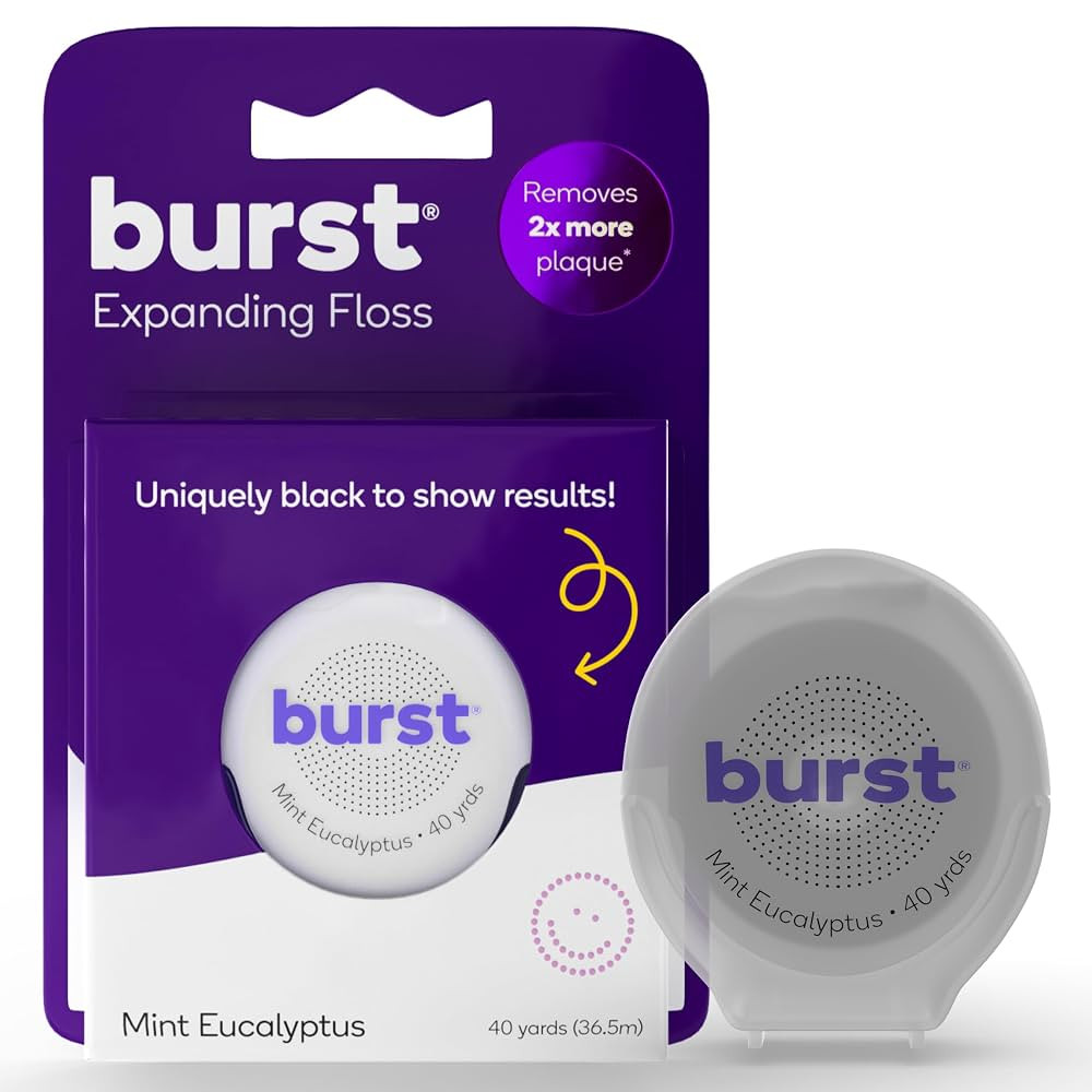 BURST Expanding Dental Floss (Mint Eucalyptus/40 Yards) | Stain Absorbing & Woven with Xylitol Co... | Amazon (US)