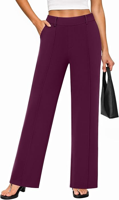 FireSwan Womens Wide Leg Dress Work Pants Pull on Business Casual Slacks | Amazon (US)
