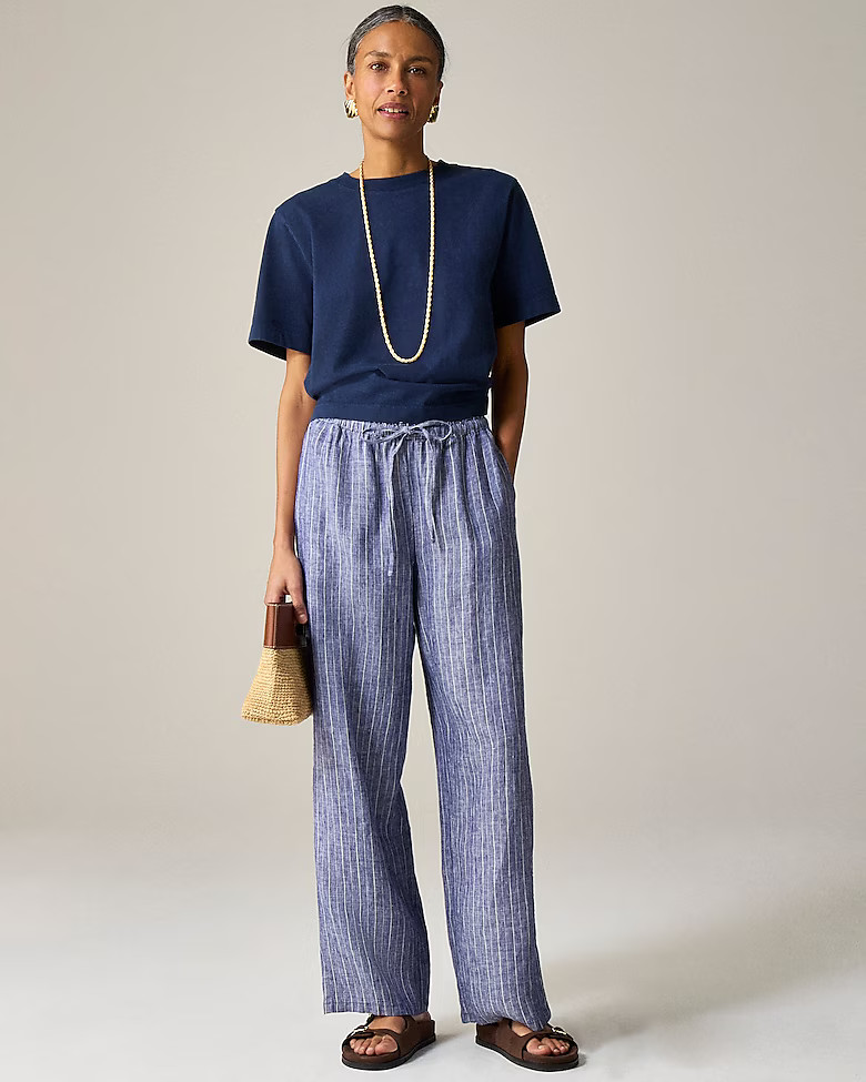 New Soleil pant in striped linen | J. Crew US