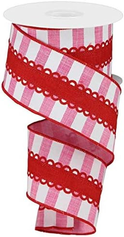 Craig Bachman 2.5" Lace On Horizontal Stripe Ribbon: Pink/White (10 Yards) Durable Fabric Wired E... | Amazon (US)
